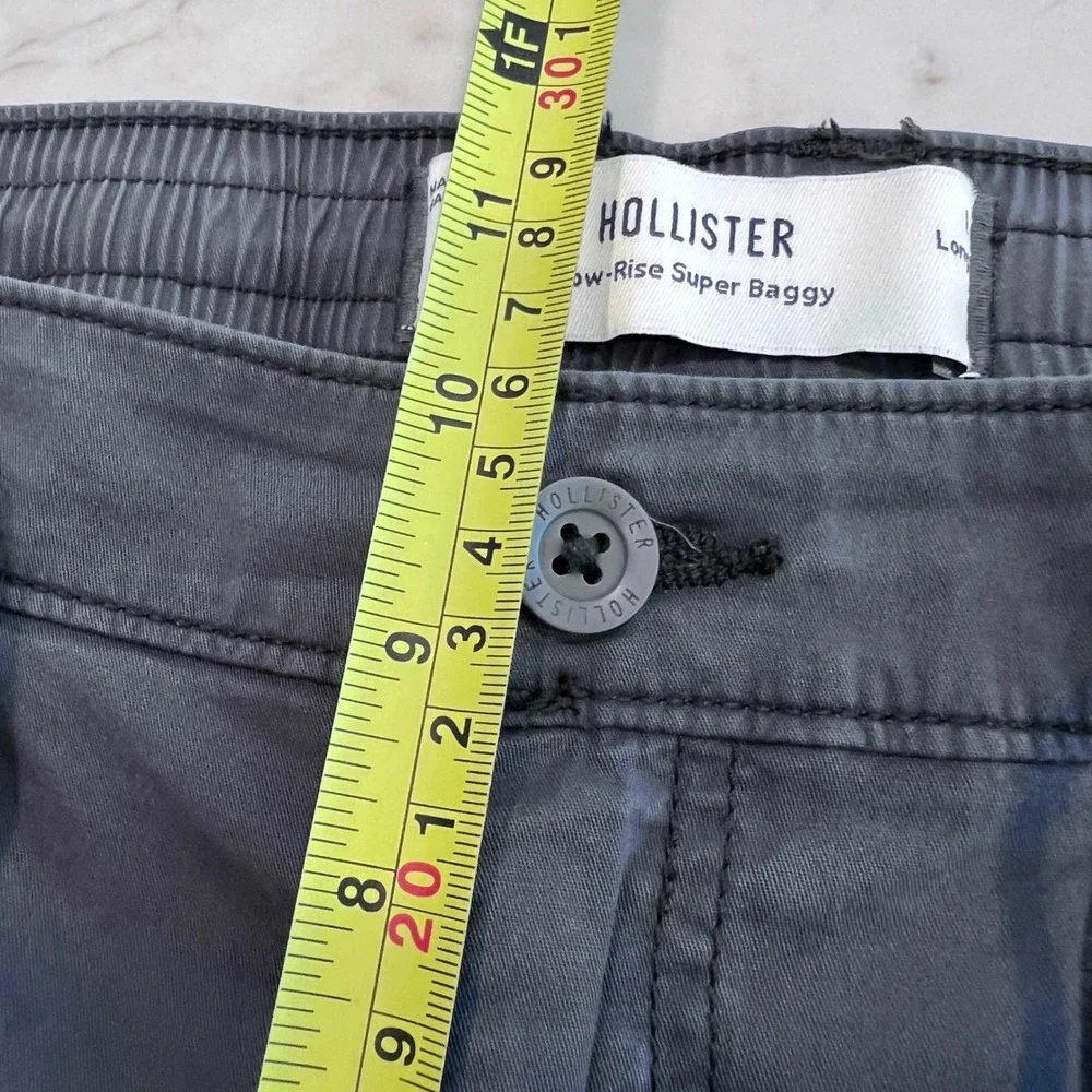 Hollister Mens‎ Low Rise Super Baggy Cargo Pants Size 36x31 Gray Cotton Blend
